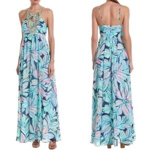 NWT Lilly Pulitzer Lannette Maxi Dress High Tide Dancing Lady 00